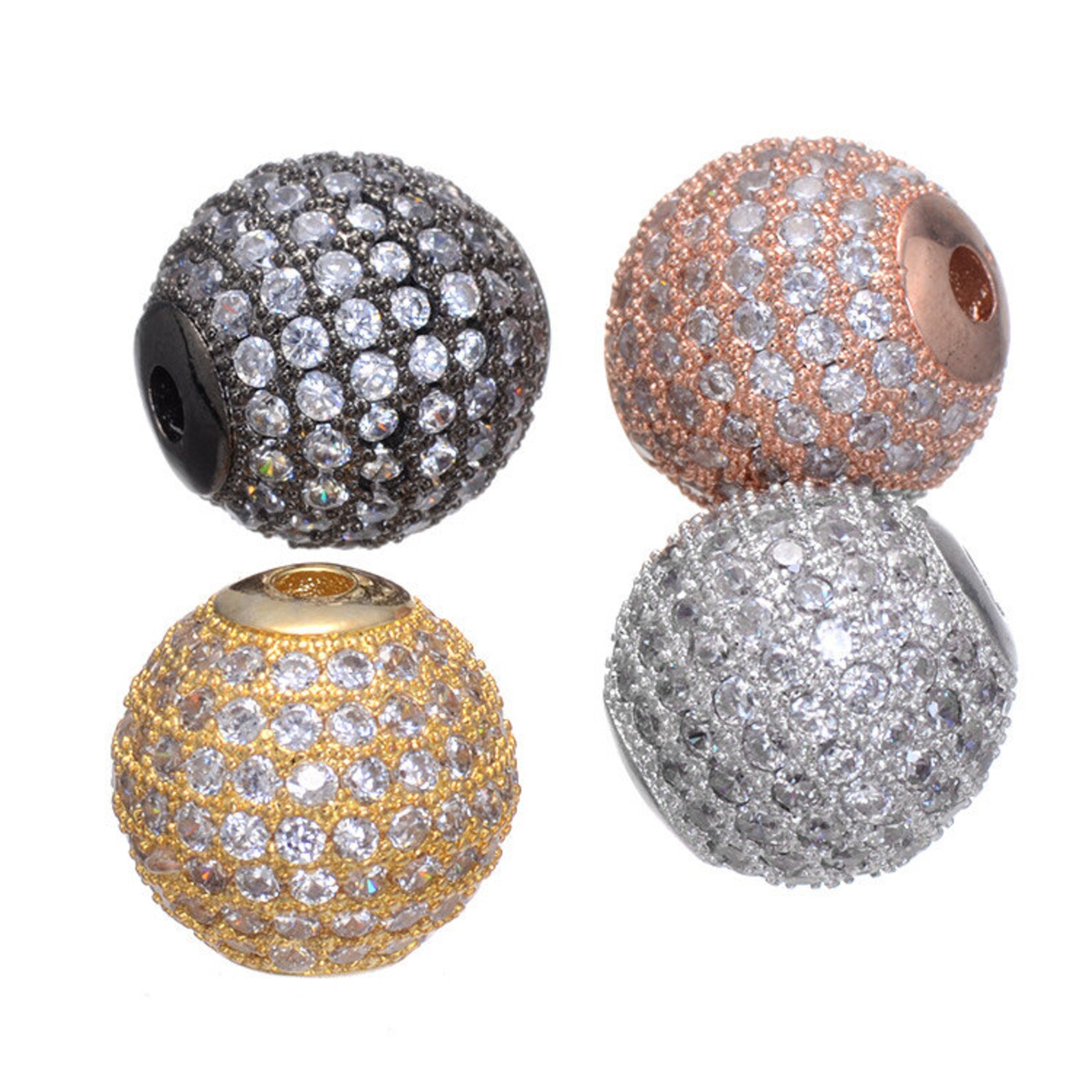 10pcs 12mm CZ Pave Bead European Beads Brass Beadcubic Etsy