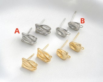 2pairs/5pairs  14K Gold Plated Brass Rectangle Ear Studs Geometry Earring Studs With 925 Sterling Silver Pin YR460