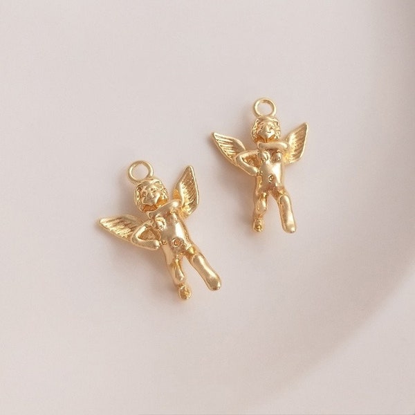 2pcs/4pcs/10pcs 16X23mm 14K Gold Plated Angel Sprite Charm Pendant YG239