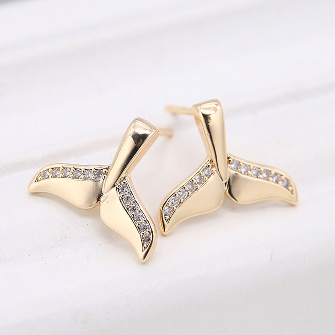 2pairs/5pairs 11.6x14.6mm 14K Gold Plated Brass CZ Pave