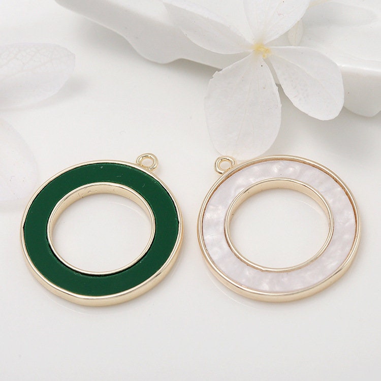 10pcs 23x20mm 14K Gold Brass Round Charm Pendants,simulated