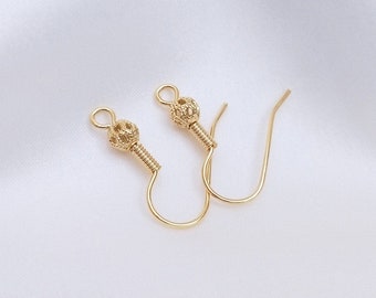 10Pairs 14K Gold Plated Brass Ear Hook Earring Hooks YR76