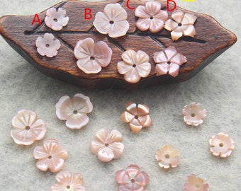 20pcs Natural Pink MOP Flower Beads Mother of Pearl Carved Flower Beads B090126-1