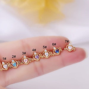2pcs/4pcs/10pcs Stainless Steel Tiny Ear Studs Zircon Heart Tragus Cartilage Ear Stud HS661
