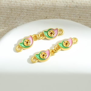2pcs/4pcs/10pcs Alloy Oil Dripping Double Sides Ingot Charm Coloured Drawing Money Charm Pendants Connector  XL-1128-001