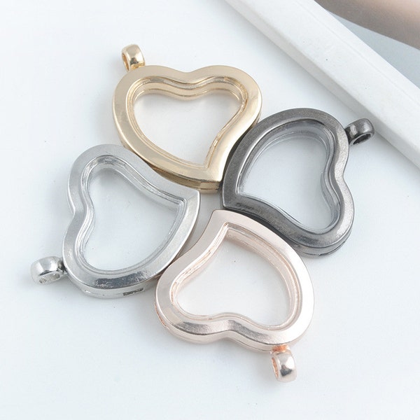 5pcs 30mm Heart Floating Locket, Glass Locket Pendant, Floating Glass Lockets, Wholesale Floating Lockets LK0001