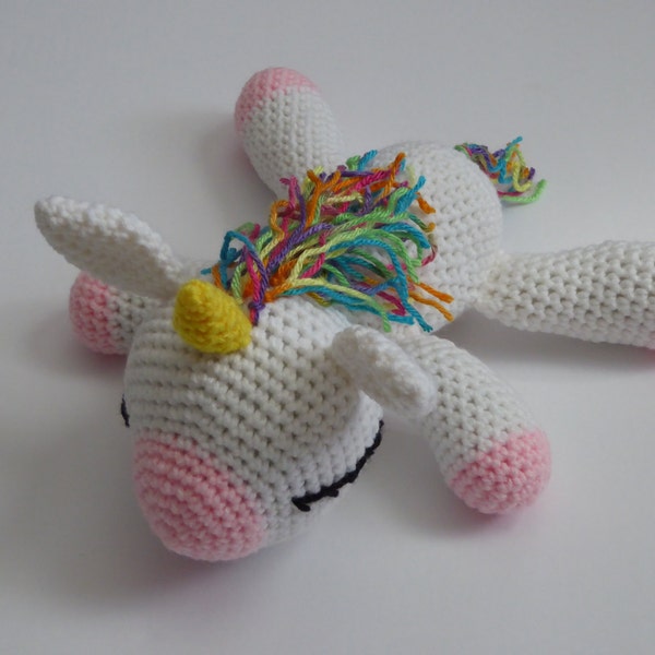 Rainbow Unicorn,  Amigurumi Unicorn , Unicorn Stuffed Animal, Amigurumi Unicorn, Crochet Unicorn, Sleeping Unicorn Plush, Unicorn Plush Toy