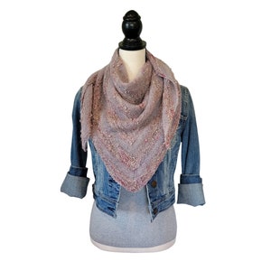 Mo Slub Knit Club shawl knitting pattern using slub and mohair yarns