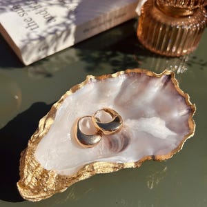 Gold Gilded Oyster Shell Ring Dish | Jewellery Trinket Tray