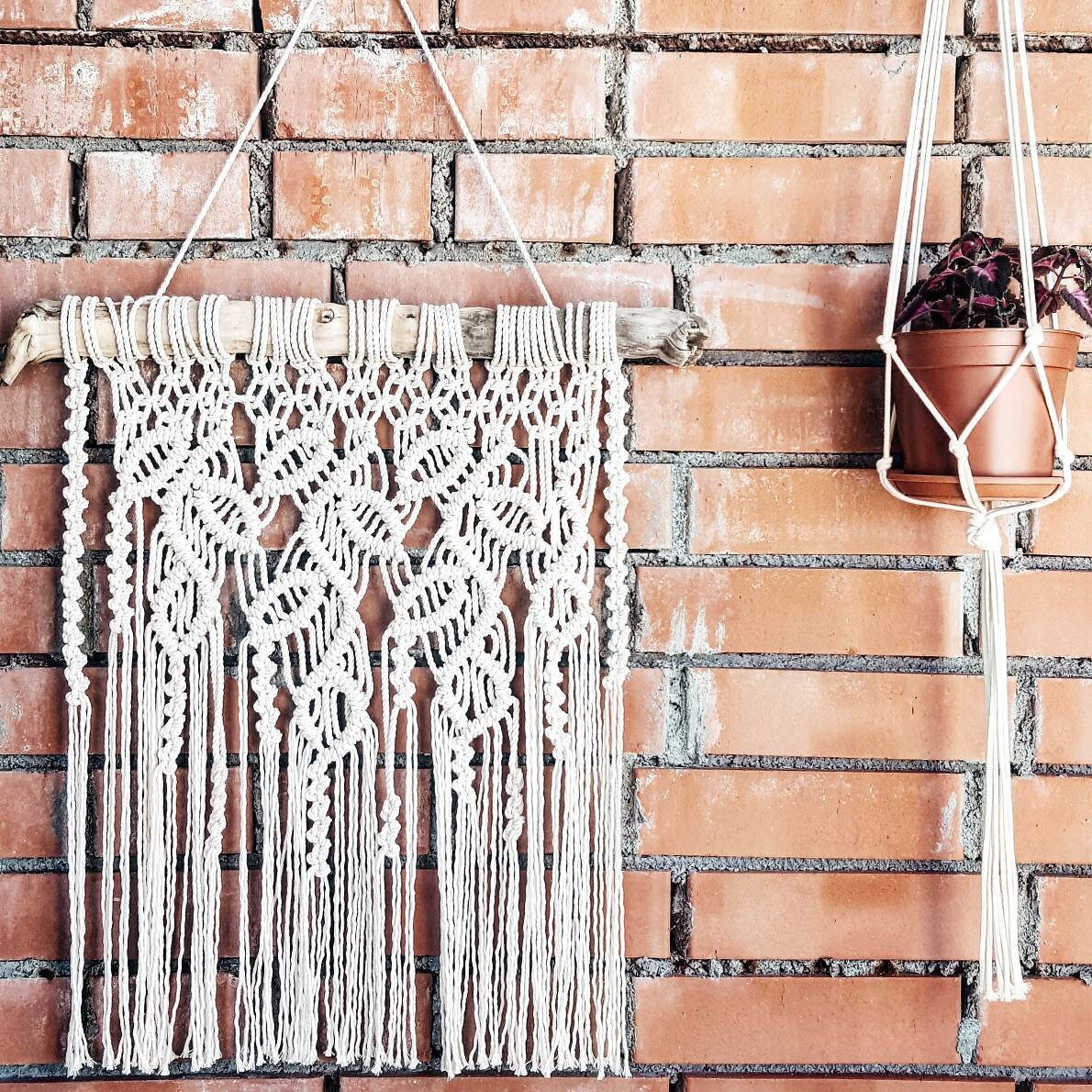 Gran cortina macramé patrón de hoja pared colgante patrón | Etsy