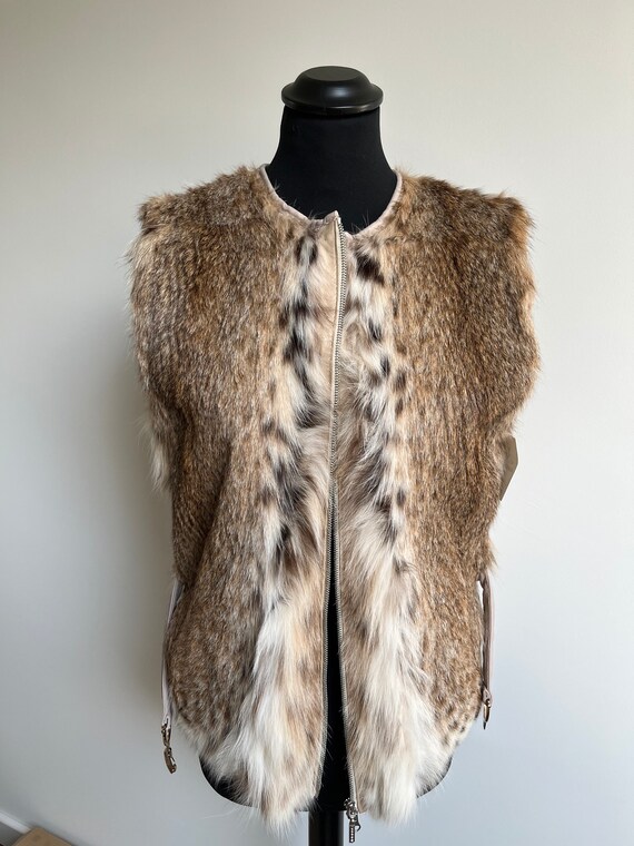 Vintage Lynx Bobcat Fur Vest Gilet 