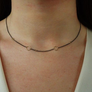 Minimalist necklace in silver and yellow gold circles
