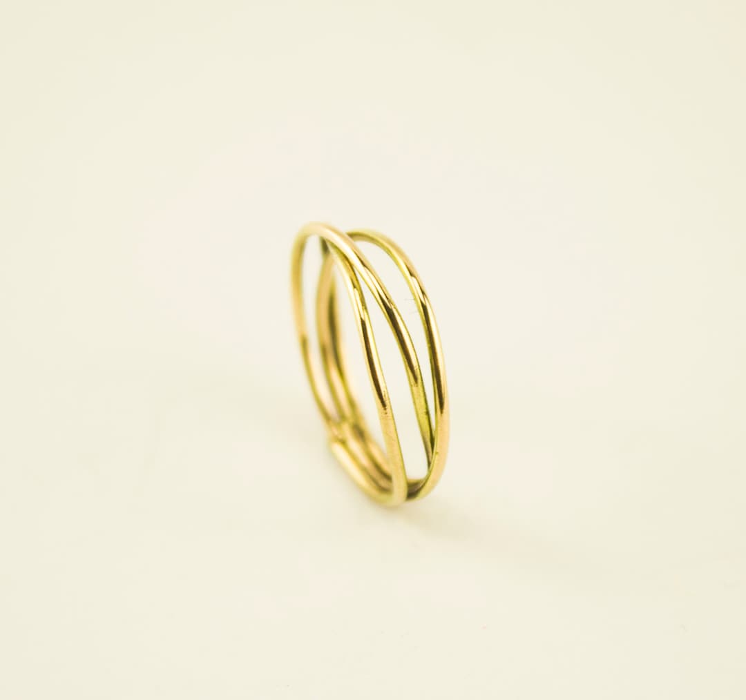 Multi Strand Gold Ring, Triple Gold Band Ring, Triple Layered ...