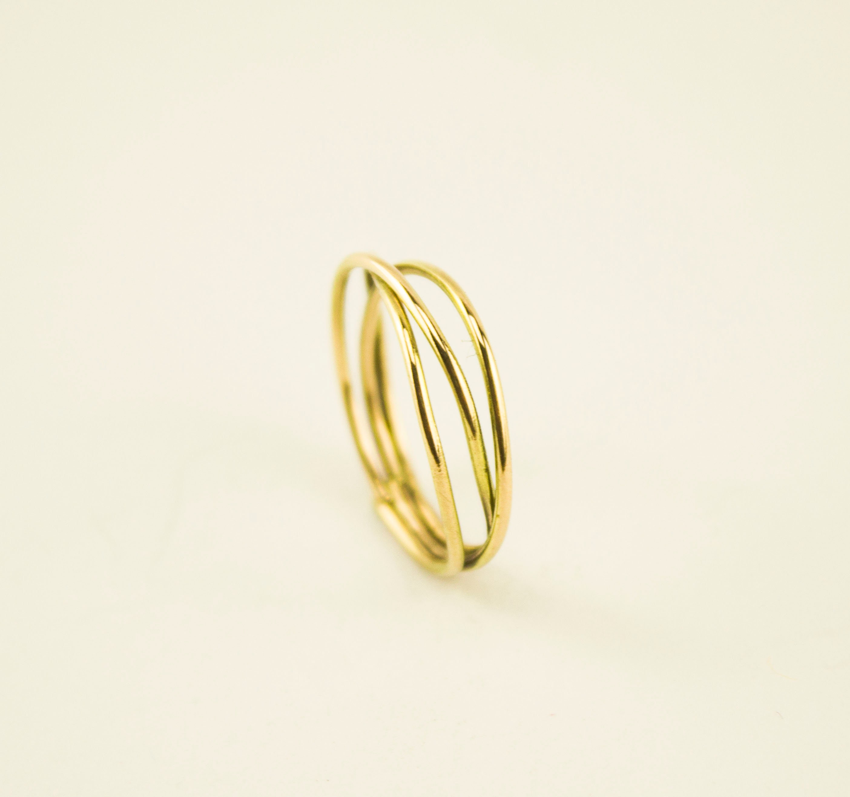 Multi Strand Gold Ring Triple Gold Band Ring Triple Layered