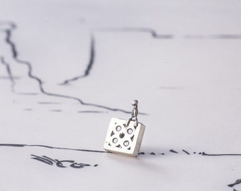 Barcelona silver pin, Barcelona tile, Barcelona souvenir, Barcelona gift, silver barcelona miniature brooch.