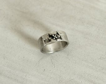 Bague en argent avec carte du monde, cadeau pour voyageur, anneau en argent avec avion miniature, bague unisexe avec carte du monde en argent sterling