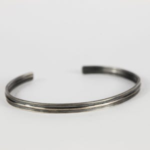 Masculine Black Silver Cuff Bracelet for Men, Modern Men&#39;s Jewelry, Black & Silver Rigid Bracelet for Men, Minimalist Men&#39;s Jewelry