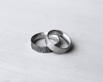 Wedding rings, silver wedding rings, wedding rings, silver wedding bands, unisex rings, 925 textured silver.