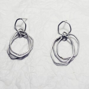 Hoops earrings, hoops with movement, silver rings, circular earrings, long earrings, boho chic hoops image 2