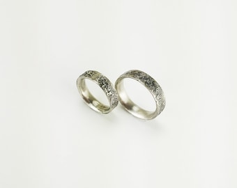 Rustic Texture Silver Alliances, Handcrafted Rude Wedding Rings for Couples Unique Rude Wedding Rings, Handmade Silver Alliances