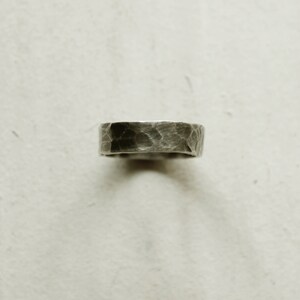 Silver ring with texture, ring with threads, ring with height, 925 silver, hammer ring, oxidized and matte silver. image 5