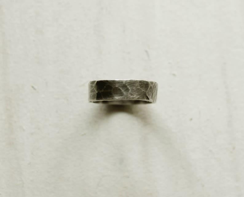 Silver ring with texture, ring with threads, ring with height, 925 silver, hammer ring, oxidized and matte silver. image 5