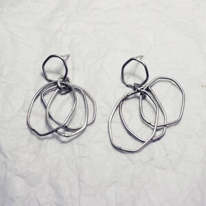 Hoops earrings, hoops with movement, silver rings, circular earrings, long earrings, boho chic hoops image 3