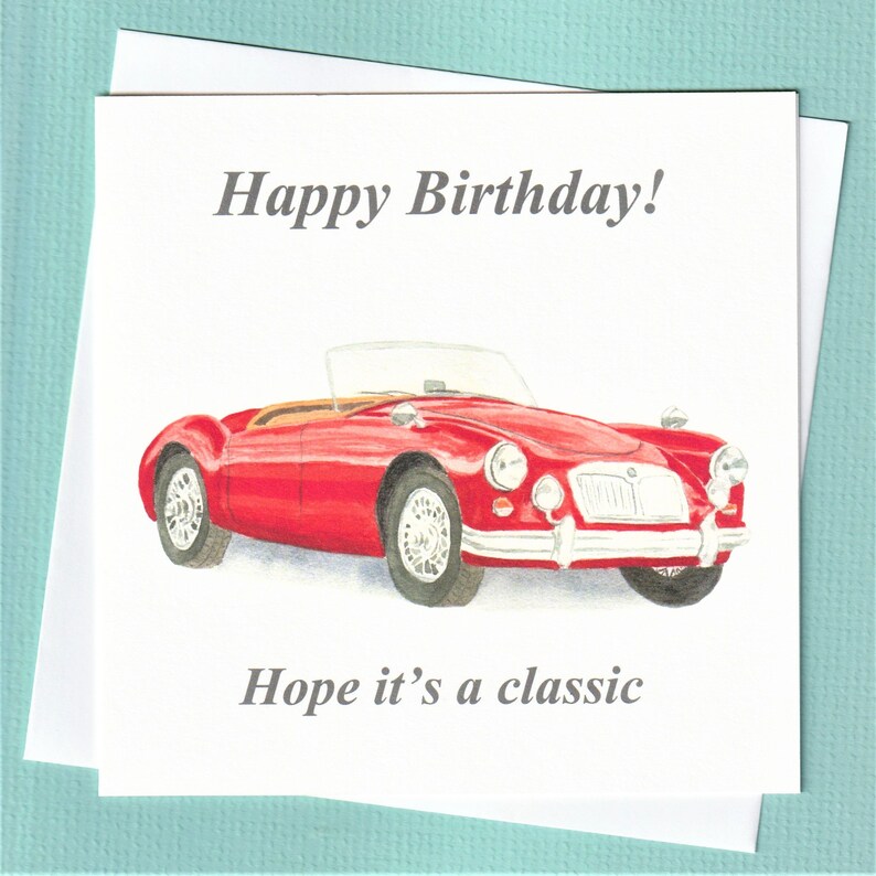 Mga Mg A Red Classic Car Birthday Card For Men Etsy