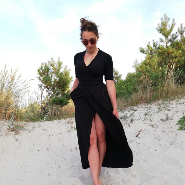 Black bocho maxi dress, Cotton dress, Summer hippie dress, Black women festival clothes, Black dress for nursing mother, Slid dress