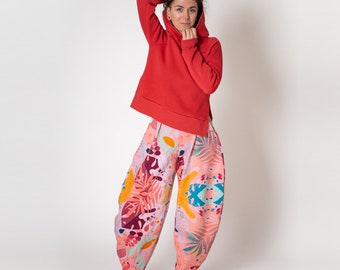 Sweat à capuche rouge et pantalon ballon pour femme, pantalon et sweat à capuche, pantalon et chemise en coton, ensemble de 2 femmes streetwear, pantalon coloré