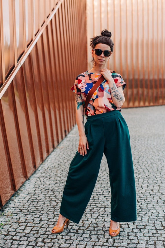Ensemble pantalon et t shirt femme Pantalon culotte vert T shirt coton Pantalon jupe sweat et ensemble t shirt colore Pantalon et tee shirt femme Etsy France