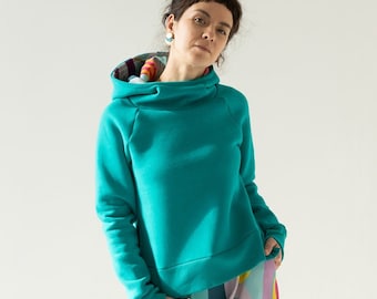 Sweat à capuche océan, Sweat-shirt coloré avec capuche, Sweat-shirt en coton, Sweat à capuche pour femme, Streetwear pour femme, Chemisier de style bohème