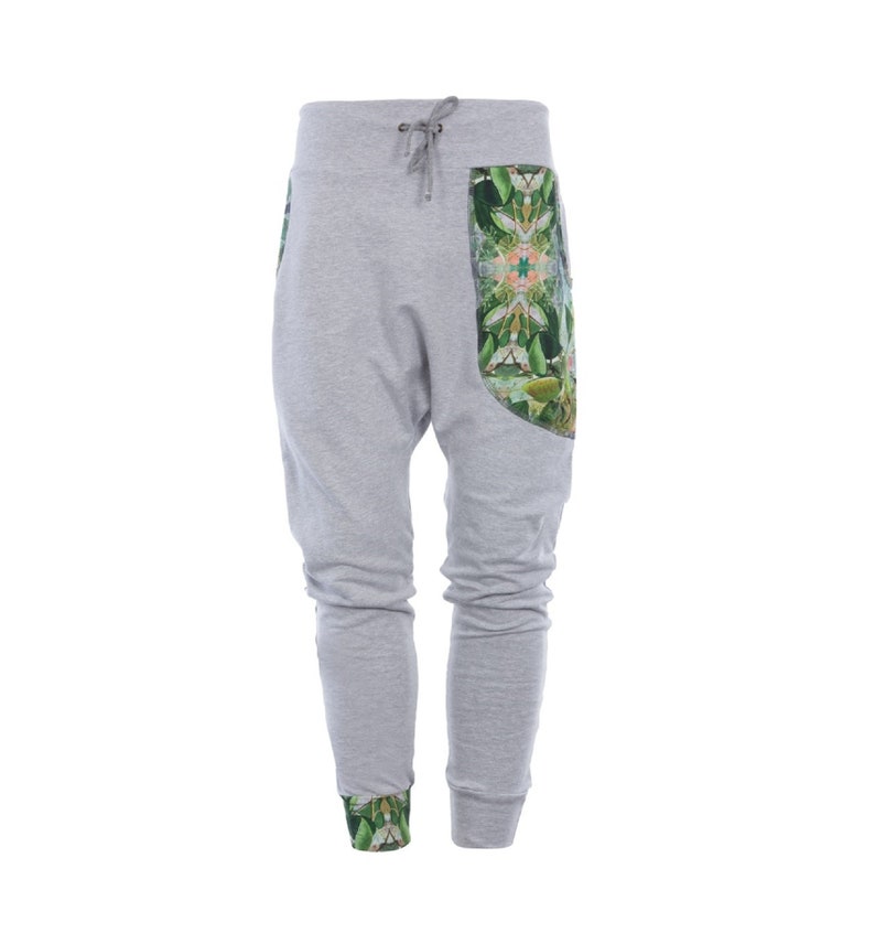Gray tracksuit zip up hoodie and baggy pants Women/'s activewear Unique clothing Long hooded jacket with pockets and stretchy harem pants