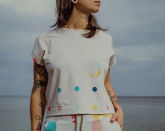 T-shirt en coton Marakuja pour femme, t-shirt multicolore, chemise à motif, t-shirt, chemise décontractée pour femme, t-shirt imprimé, t-shirts graphiques