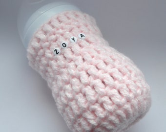 Personalized Sparkly Baby Bottle Cover Custom Made to Order Infant Feeding Accessory