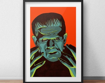 Frankenstein art print poster