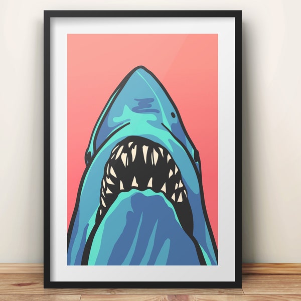 Filmkunstplakat „Der weiße Hai“.