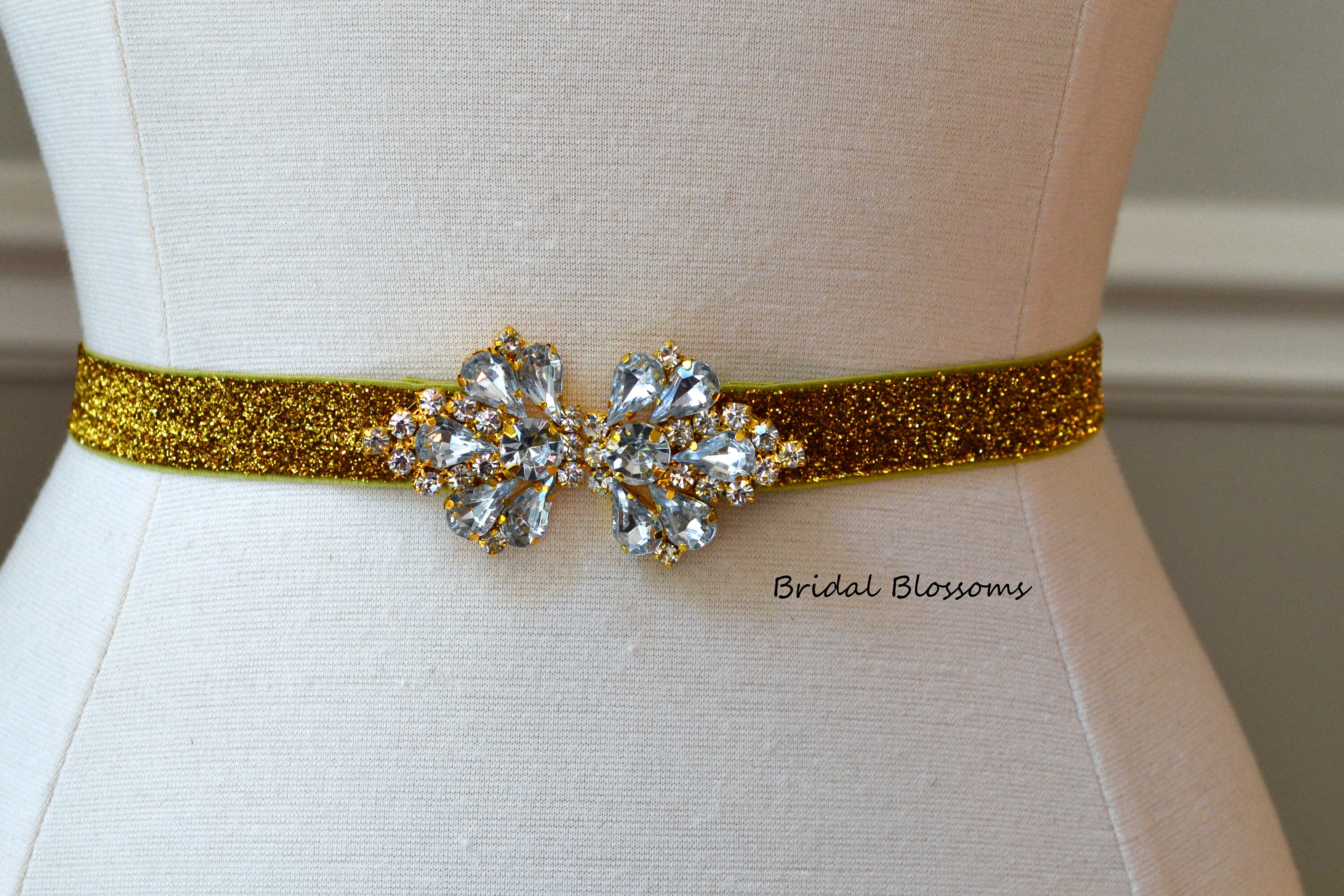 Gold Shimmer Skinny Elastic Belt With Rhinestone Buckle Bridal Bridesmaid Glitter Belt Thin Dress Belt Accessories Prom Belts Etsy Australia