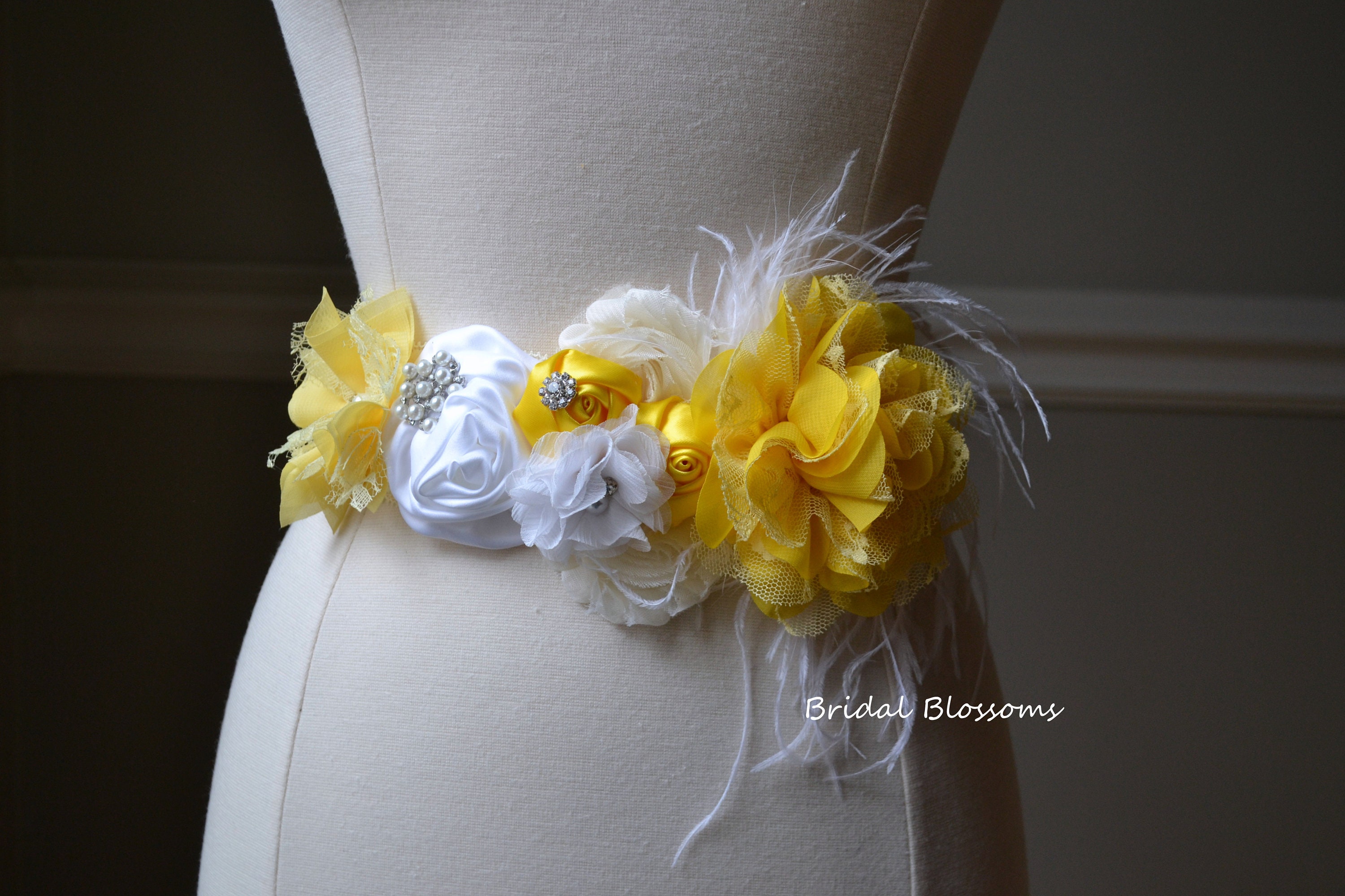 9816 Wallerg Sunflower Bridal Wedding Dress Belt Set For Women, Yellow Sunflower Belt Bridal - Etsy main image 4