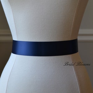 LUXURY Navy Blue Satin Ribbon Bridal Sash Belt | Wedding Dress Sash ...