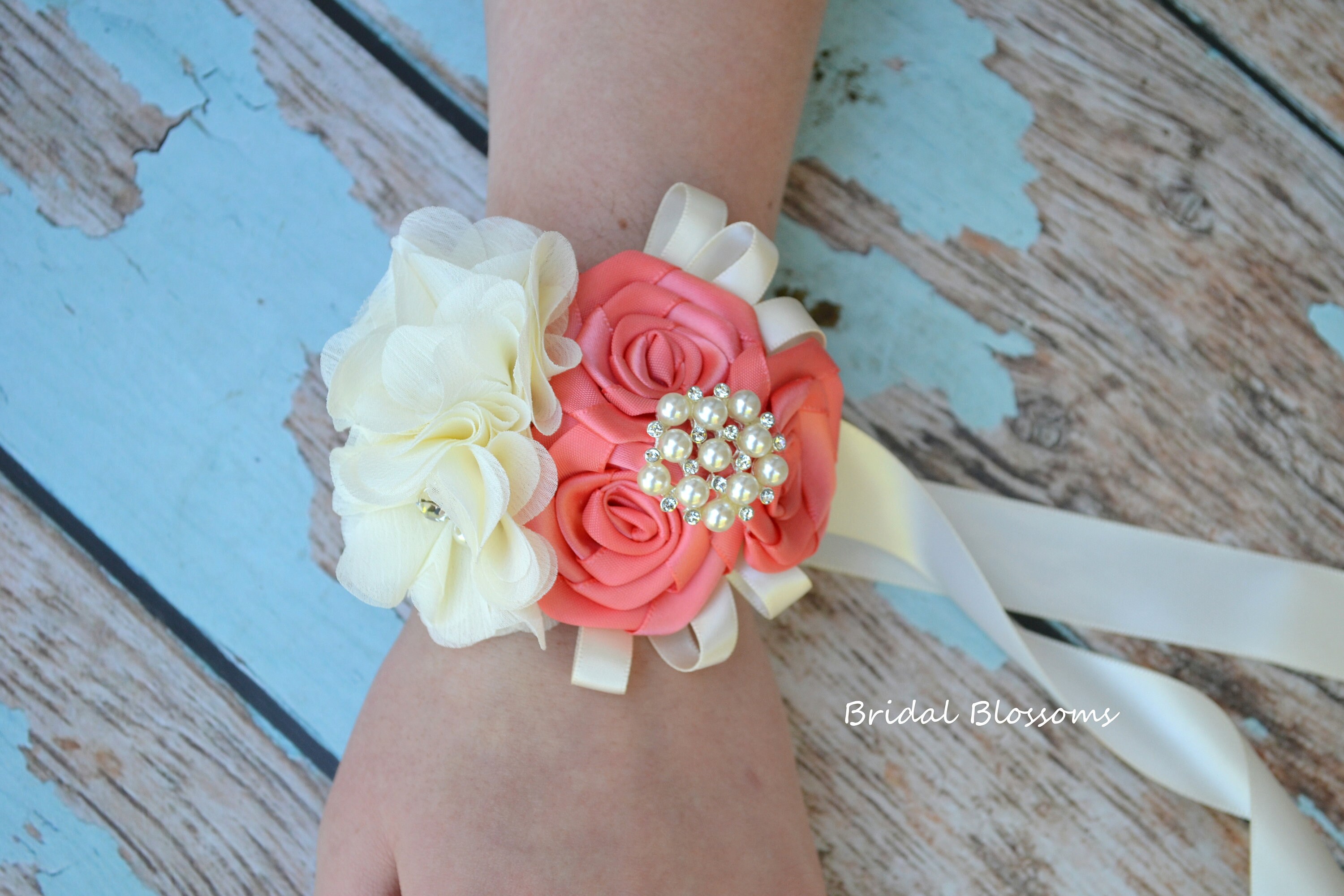 Prom /Wedding cerise  pink rose spotty Wrist Corsage/sparkle crystal bracelet 