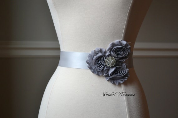 grey sash for dress Narrow Charcoal Gray Satin Sash Belt Satin Swank