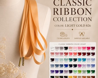 Lots of Colors Available | Light Gold Bridal Corset Replacement Satin Ribbon | Wedding Dress Back laces | 7/8" Lace Up | Metal Tips aglets