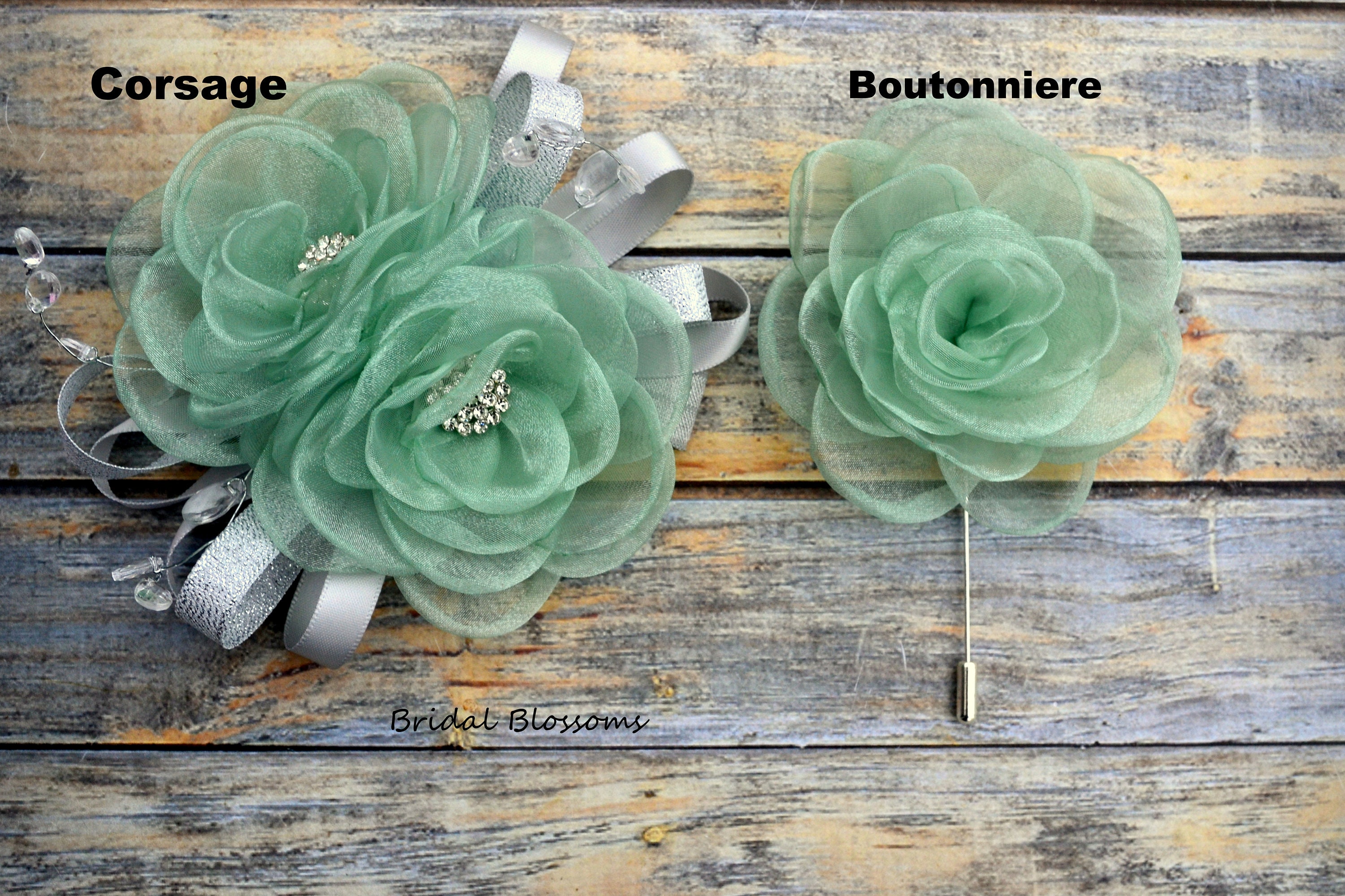 corsage for mint green dress corsage for mint green dress Dusty Sage Green Boutonniere and Corsage Prom Set Corsage Only