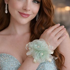 corsage for mint green dress corsage for mint green dress Dusty Sage Green Boutonniere and Corsage Prom Set Boutonniere and Corsage