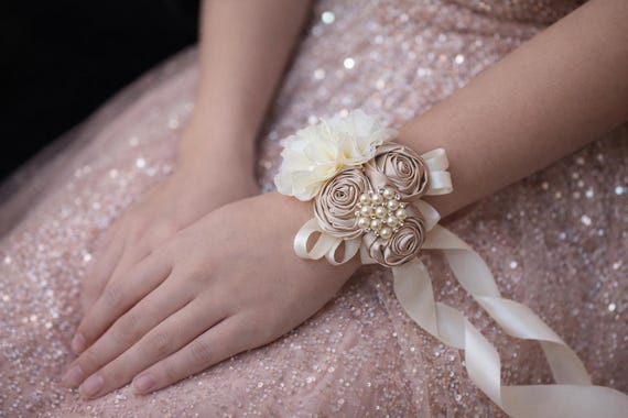 corsage for silver dress Royal Blue Silver Gray Floral Wrist Corsage & Matching Boutonniere | Satin  Chiffon Flowers Rhinestone | Prom Wedding Homecoming Keepsake