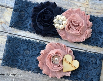 Cream lace & Blue satin plus size Garter With Pearl heart & rhinstones Cream lace & Blue satin plus size Garter With Pearl heart & rhinstones