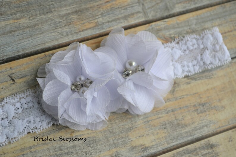 Ivory or White Christening Baptism Baby Headband Double Etsy