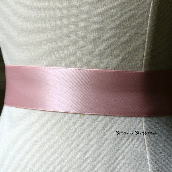 Ceinture de mariée en ruban de satin rose blush | Ceinture de robe de mariée | Ruban Ceinture | Demoiselles d'honneur Flower Girl | Double Face Rose Clair