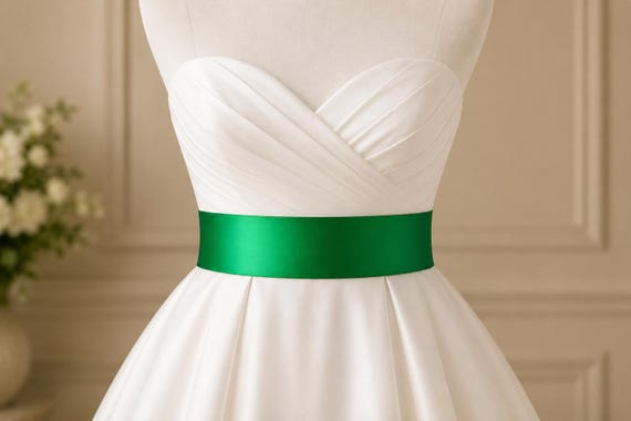 Classic Emerald Green Elegant Double-Faced Ribbon Bridal Sash